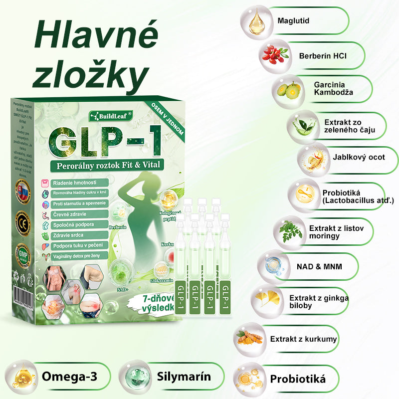 🧑⚕️🧑⚕️BuildLeaf® GLP-1 8-v-1 Fit & Vital Perorálny Roztok (Len raz denne, viditeľné zmeny už za 7 dní) Pre obezitu, kardiovaskulárne ochorenia, cukrovku, spánkové apnoe, zdravie čriev, problémy s kĺbmi a ďalšie