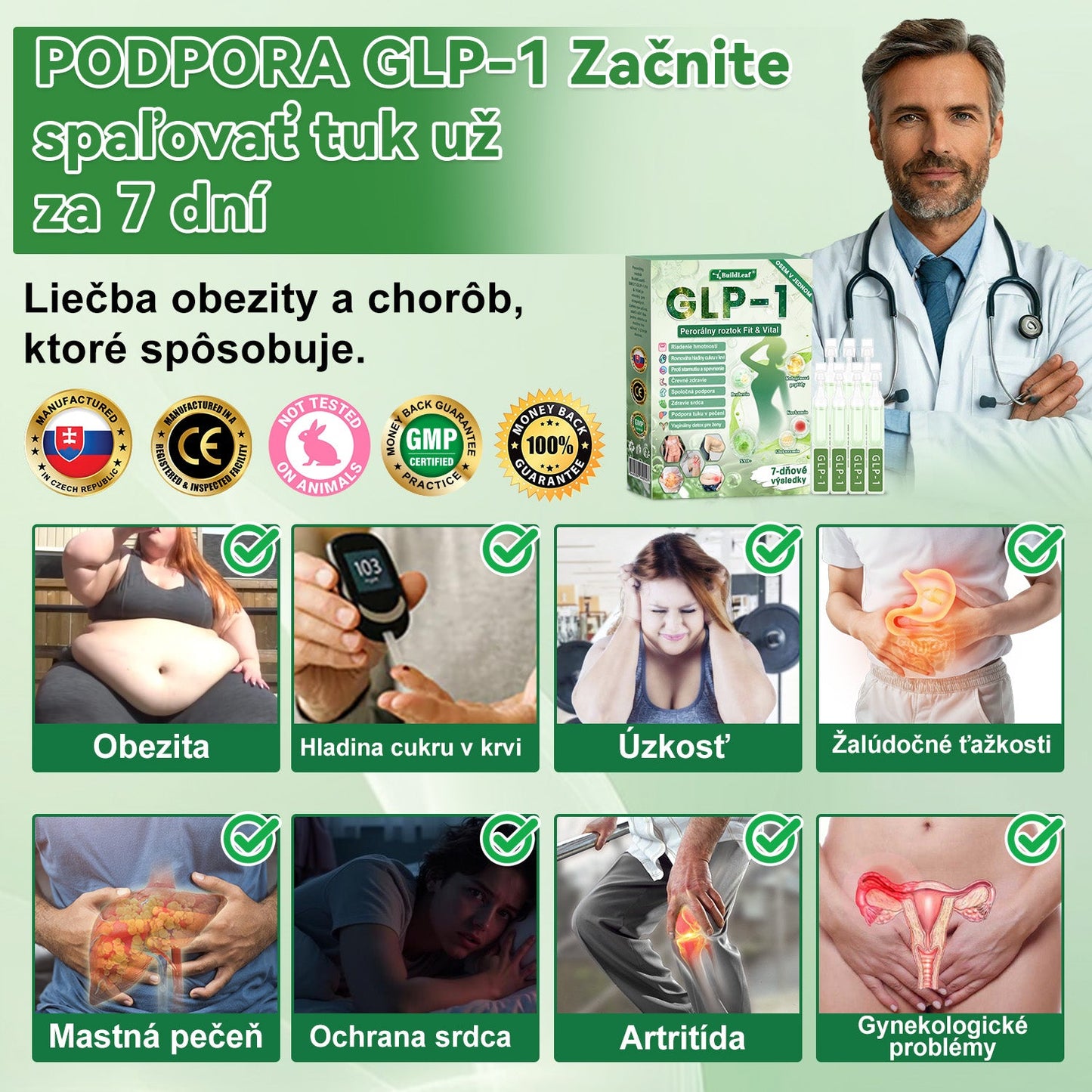 🧑‍⚕️🧑‍⚕️BuildLeaf® GLP-1 8-v-1 Fit & Vital Perorálny Roztok (Len raz denne, viditeľné zmeny už za 7 dní) Pre obezitu, kardiovaskulárne ochorenia, cukrovku, spánkové apnoe, zdravie čriev, problémy s kĺbmi a ďalšie