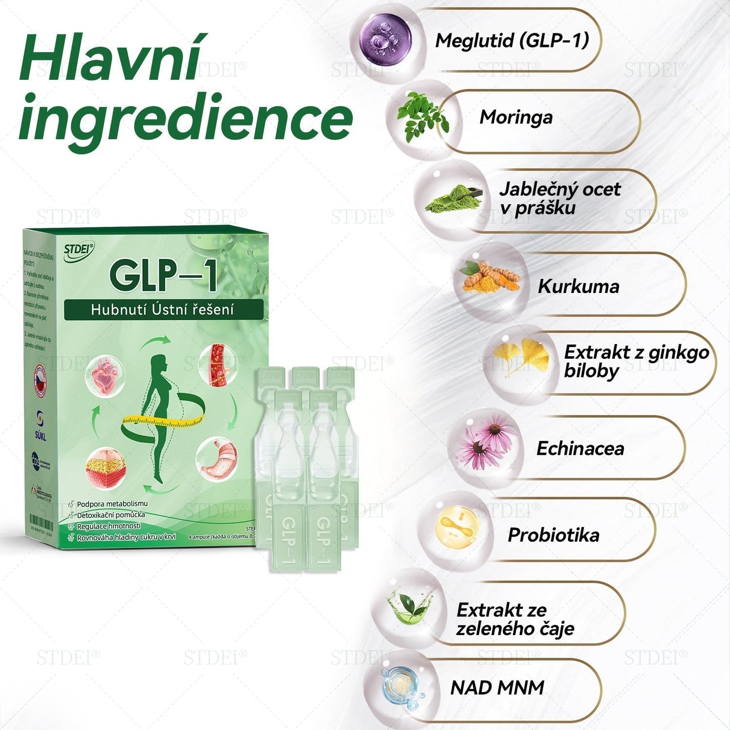 🌿 Oficiální obchod ČR | STDEI® GLP-1 8-v-1 Fit & Vital Řešení (Jednou denně, viditelné změny za 7 dní) ✅ Obezita, kardiovaskulární zdraví, cukrovka, spánková apnoe, zdraví střev, problémy se klouby a další